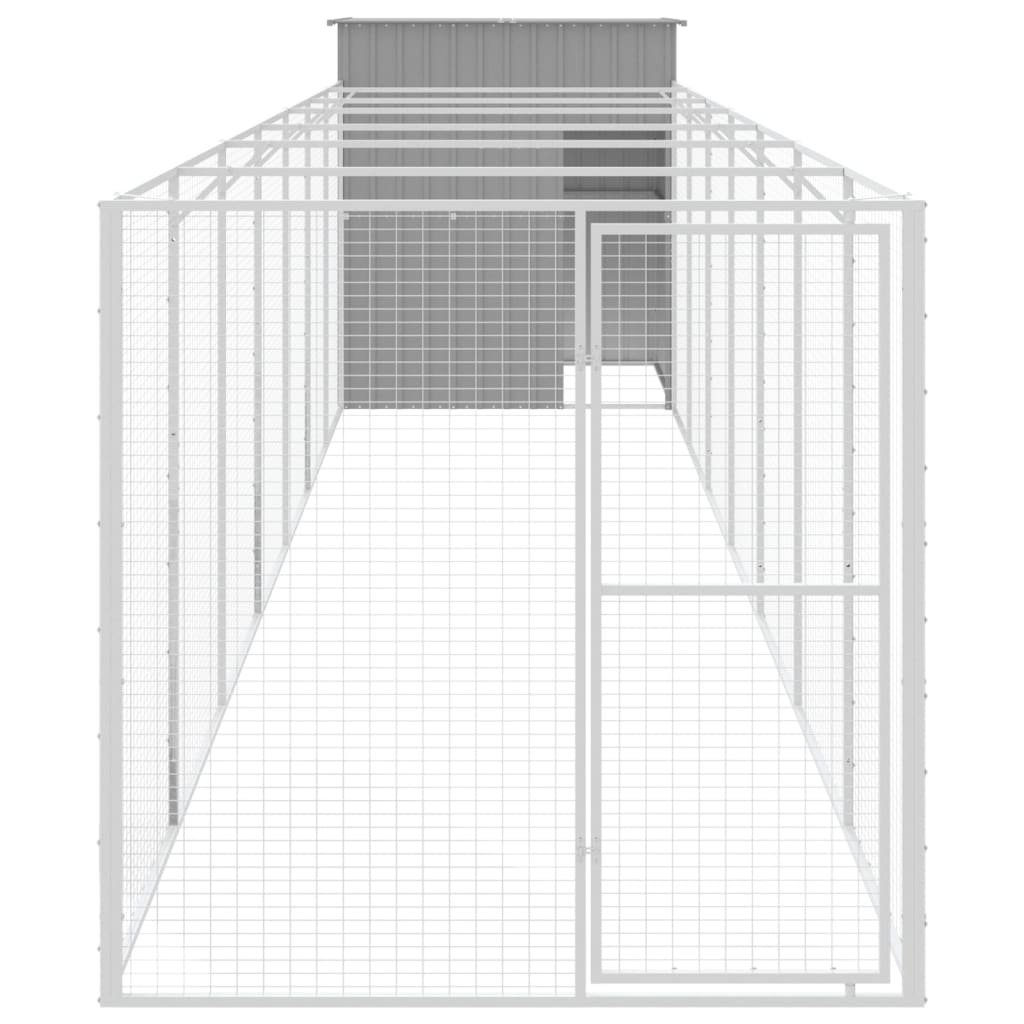 VidaXL Doghouse with run 165x863x181 cm steel light gray