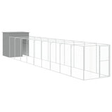 VidaXL Hundehütte mit Auslauf 165 x 1.067 x 181 cm Stahl Hellgrau