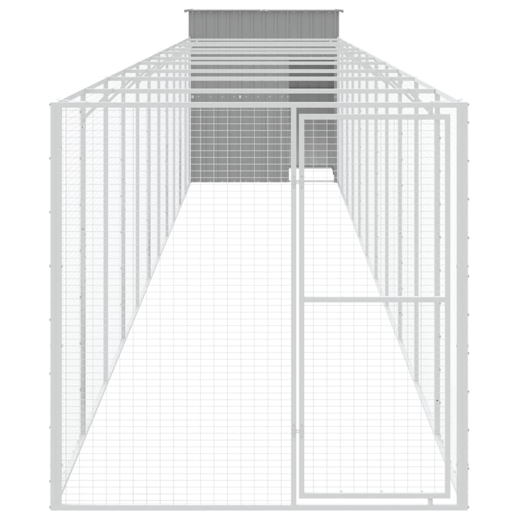 VidaXL Hundehütte mit Auslauf 165 x 1271 x 181 cm Stahl Hellgrau