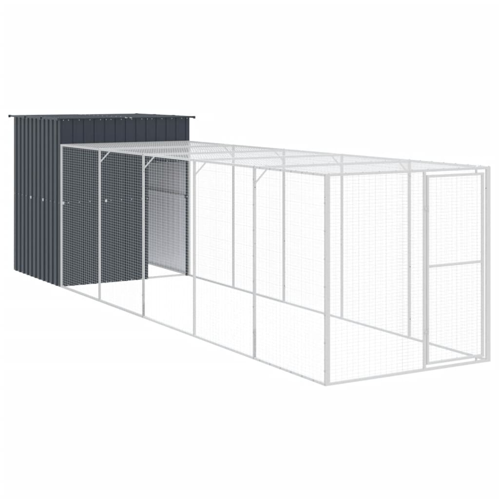 VidaXL Hühnerstall mit Auslauf 165 x 659 x 181 cm, verzinkter Stahl, Anthrazit