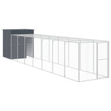 VidaXL Hühnerstall mit Auslauf 165 x 863 x 181 cm, verzinkter Stahl, Anthrazit