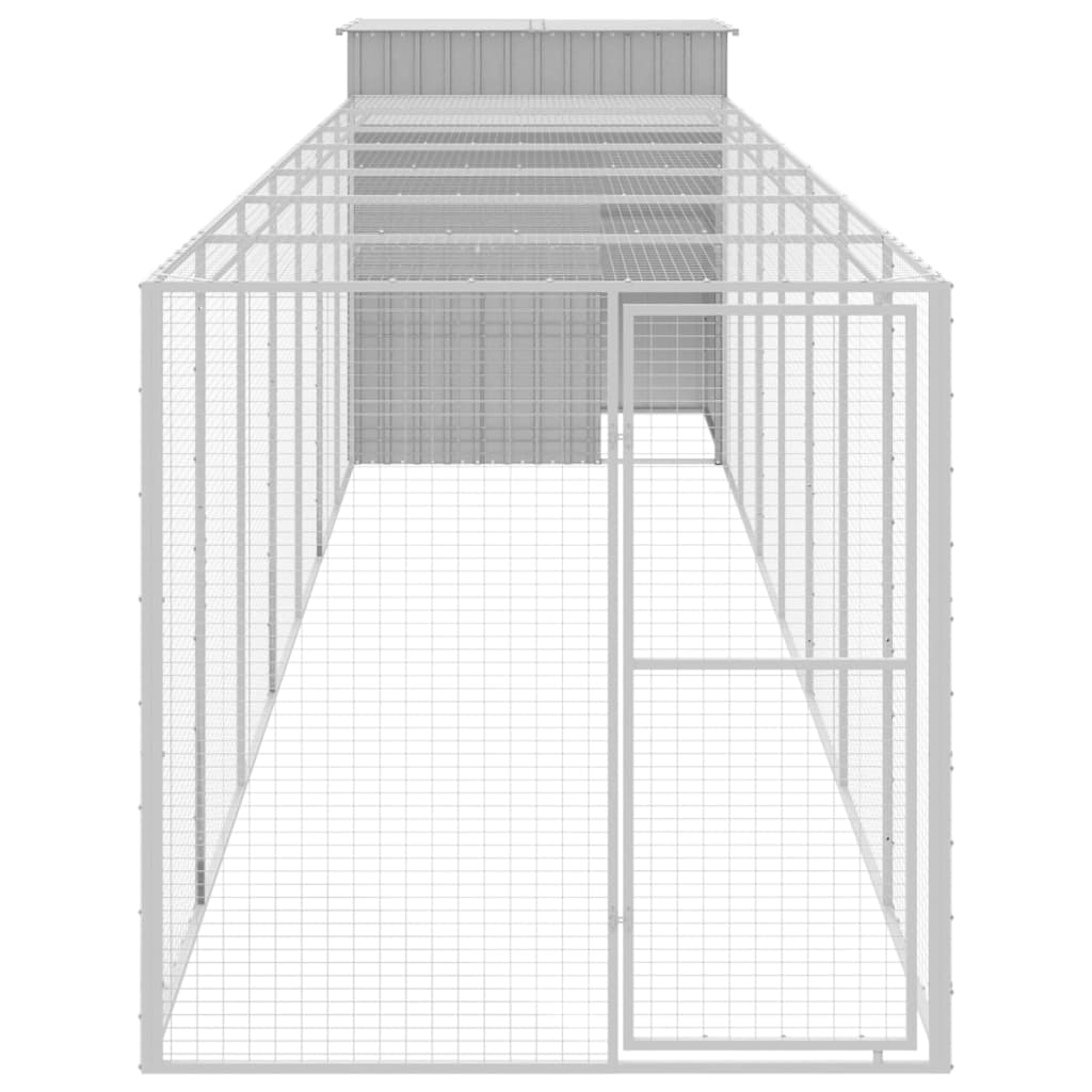VidaXL Hühnerstall mit Auslauf 165 x 863 x 181 cm, verzinkter Stahl, Grau