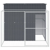 VidaXL Hundehütte mit Auslauf 214 x 253 x 181 cm, verzinkter Stahl, Anthrazit