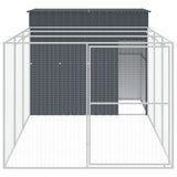 VidaXL Hundehütte mit Auslauf 214 x 457 x 181 cm, verzinkter Stahl, Anthrazit