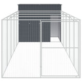 VidaXL Hundehütte mit Auslauf 214 x 661 x 181 cm, verzinkter Stahl, Anthrazit