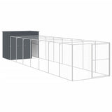 VidaXL Hundehütte mit Auslauf 214 x 865 x 181 cm, verzinkter Stahl, Anthrazit