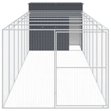 VidaXL Hundehütte mit Auslauf 214 x 865 x 181 cm, verzinkter Stahl, Anthrazit