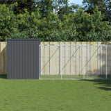 VidaXL Hundehütte mit Auslauf 214 x 865 x 181 cm, verzinkter Stahl, Anthrazit