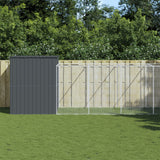 VidaXL Hundehütte mit Auslauf 214x1273x181 cm Stahl Anthrazit