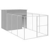 VidaXL Hundehütte mit Auslauf 214x457x181 cm Stahl hellgrau