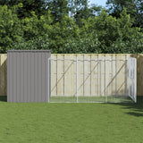 VidaXL Hundehütte mit Auslauf 214x457x181 cm Stahl hellgrau