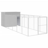 VidaXL Hundehütte mit Auslauf 214x661x181 cm Stahl hellgrau