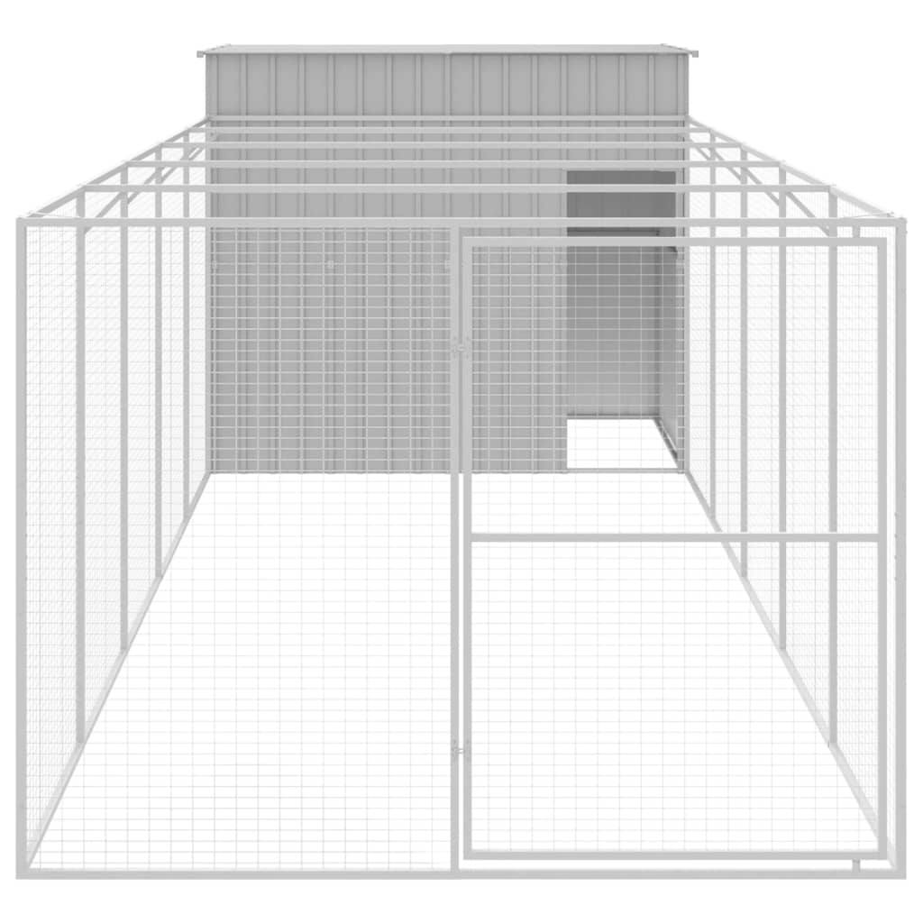 VidaXL Hundehütte mit Auslauf 214x661x181 cm Stahl hellgrau