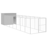 VidaXL Hundehütte mit Auslauf 214x865x181 cm Stahl hellgrau