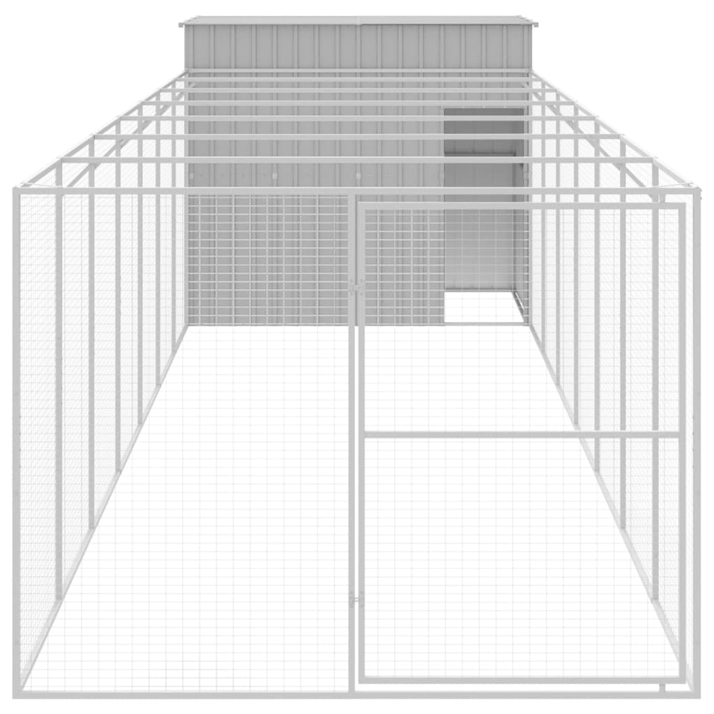 VidaXL Hundehütte mit Auslauf 214x865x181 cm Stahl hellgrau