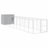 VidaXL Hundehütte mit Auslauf 214x1069x181 cm Stahl Hellgrau
