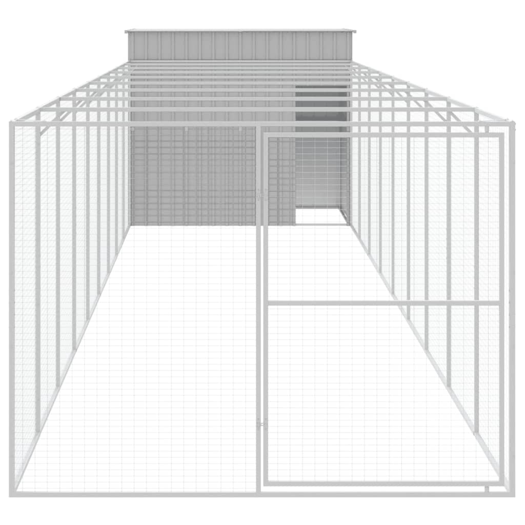 VidaXL Hundehütte mit Auslauf 214x1069x181 cm Stahl Hellgrau