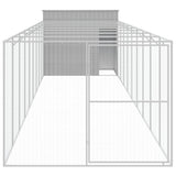 VidaXL Hundehütte mit Auslauf 214x1069x181 cm Stahl Hellgrau