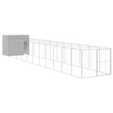 VidaXL Hundehütte mit Auslauf 214x1273x181 cm Stahl Hellgrau
