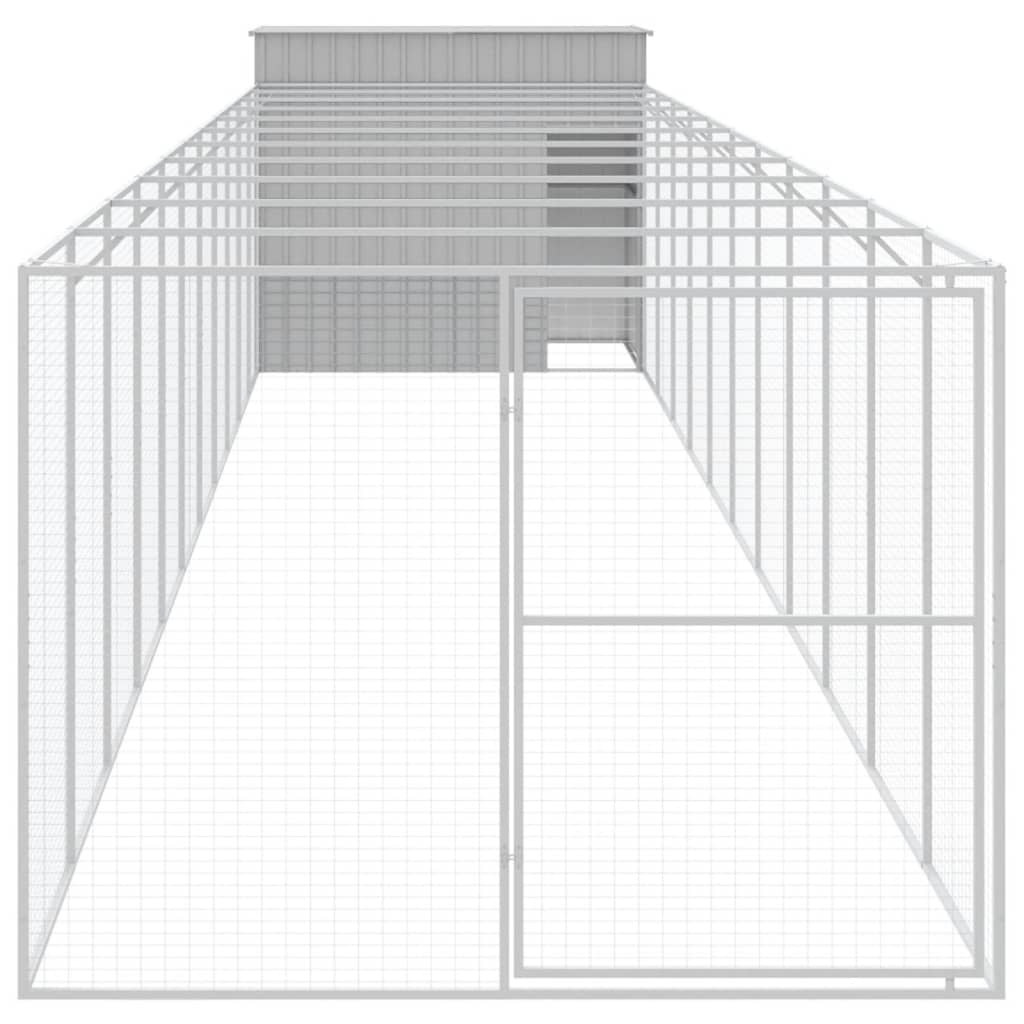 VidaXL Hundehütte mit Auslauf 214x1273x181 cm Stahl Hellgrau