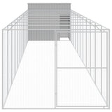 VidaXL Hundehütte mit Auslauf 214x1273x181 cm Stahl Hellgrau