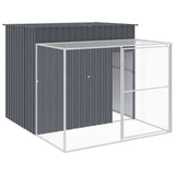 VidaXL Hundehütte mit Auslauf 214 x 253 x 181 cm, verzinkter Stahl, Anthrazit