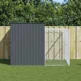 VidaXL Hundehütte mit Auslauf 214 x 253 x 181 cm, verzinkter Stahl, Anthrazit
