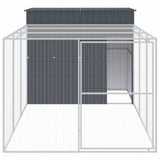 VidaXL Hundehütte mit Auslauf 214 x 457 x 181 cm, verzinkter Stahl, Anthrazit