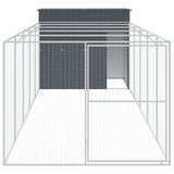 VidaXL Hundehütte mit Auslauf 214 x 661 x 181 cm, verzinkter Stahl, Anthrazit