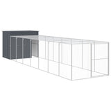 VidaXL Hundehütte mit Auslauf 214 x 865 x 181 cm, verzinkter Stahl, Anthrazit