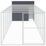 VidaXL Hundehütte mit Auslauf 214 x 865 x 181 cm, verzinkter Stahl, Anthrazit