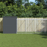 VidaXL Hundehütte mit Auslauf 214 x 865 x 181 cm, verzinkter Stahl, Anthrazit