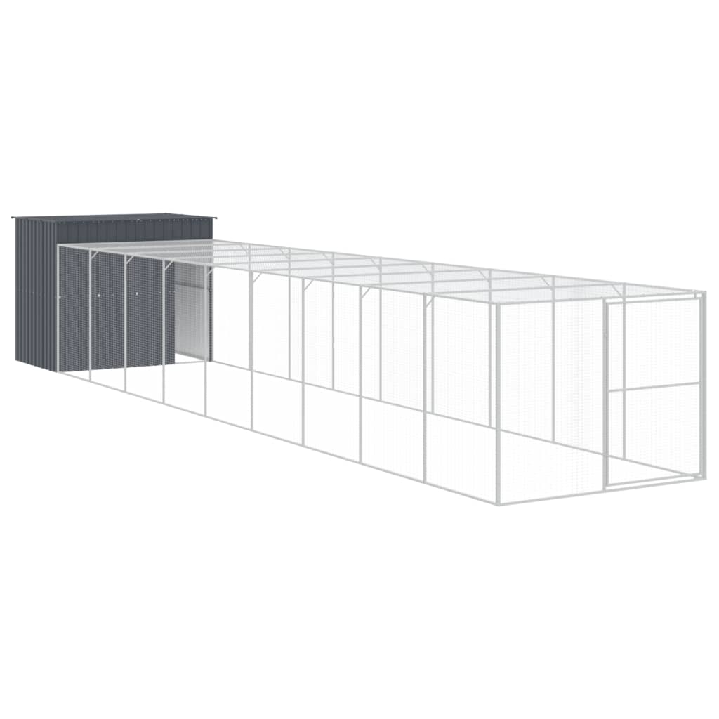 VidaXL Hundehütte mit Auslauf 214x1069x181 cm Stahl Anthrazit