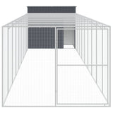 VidaXL Hundehütte mit Auslauf 214x1069x181 cm Stahl Anthrazit