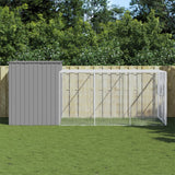 VidaXL Hundehütte mit Auslauf 214x457x181 cm Stahl hellgrau