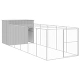 VidaXL Hundehütte mit Auslauf 214x661x181 cm Stahl hellgrau