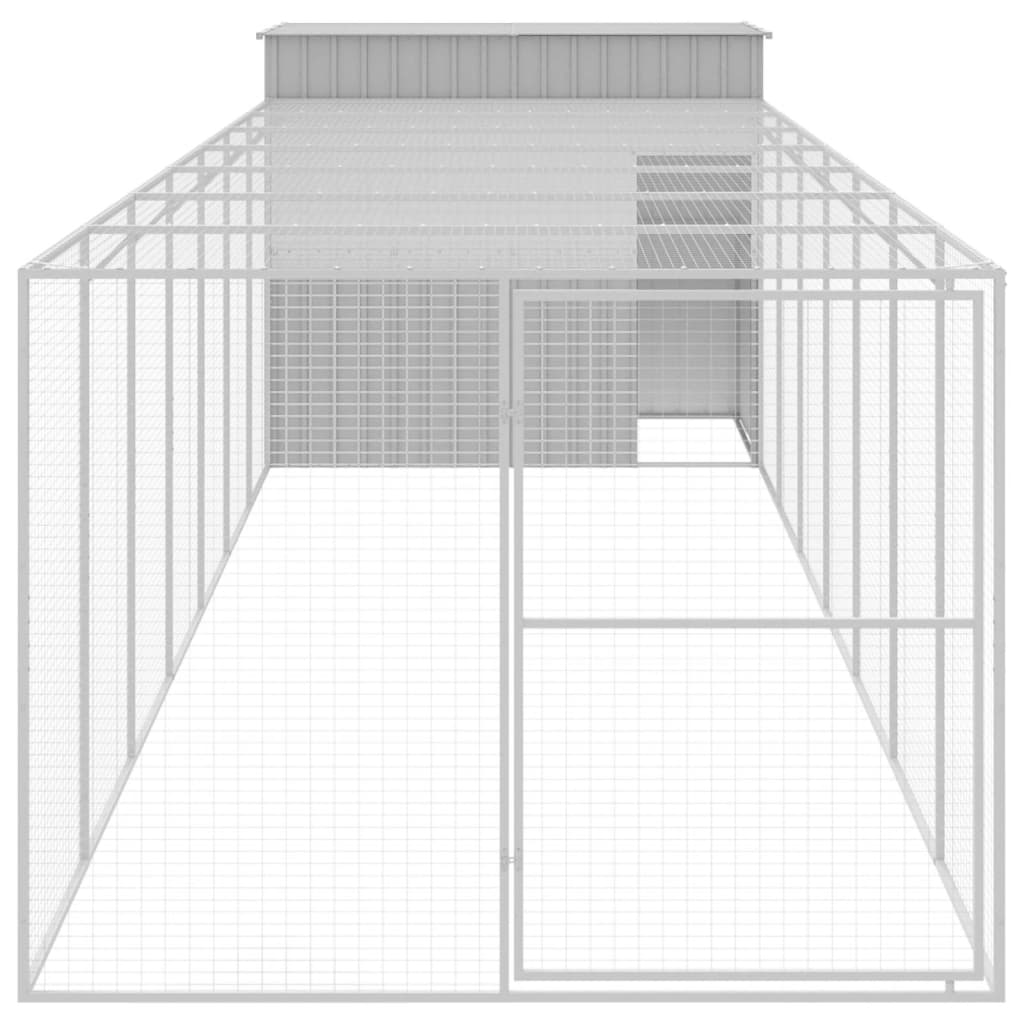 VidaXL Hundehütte mit Auslauf 214x865x181 cm Stahl hellgrau