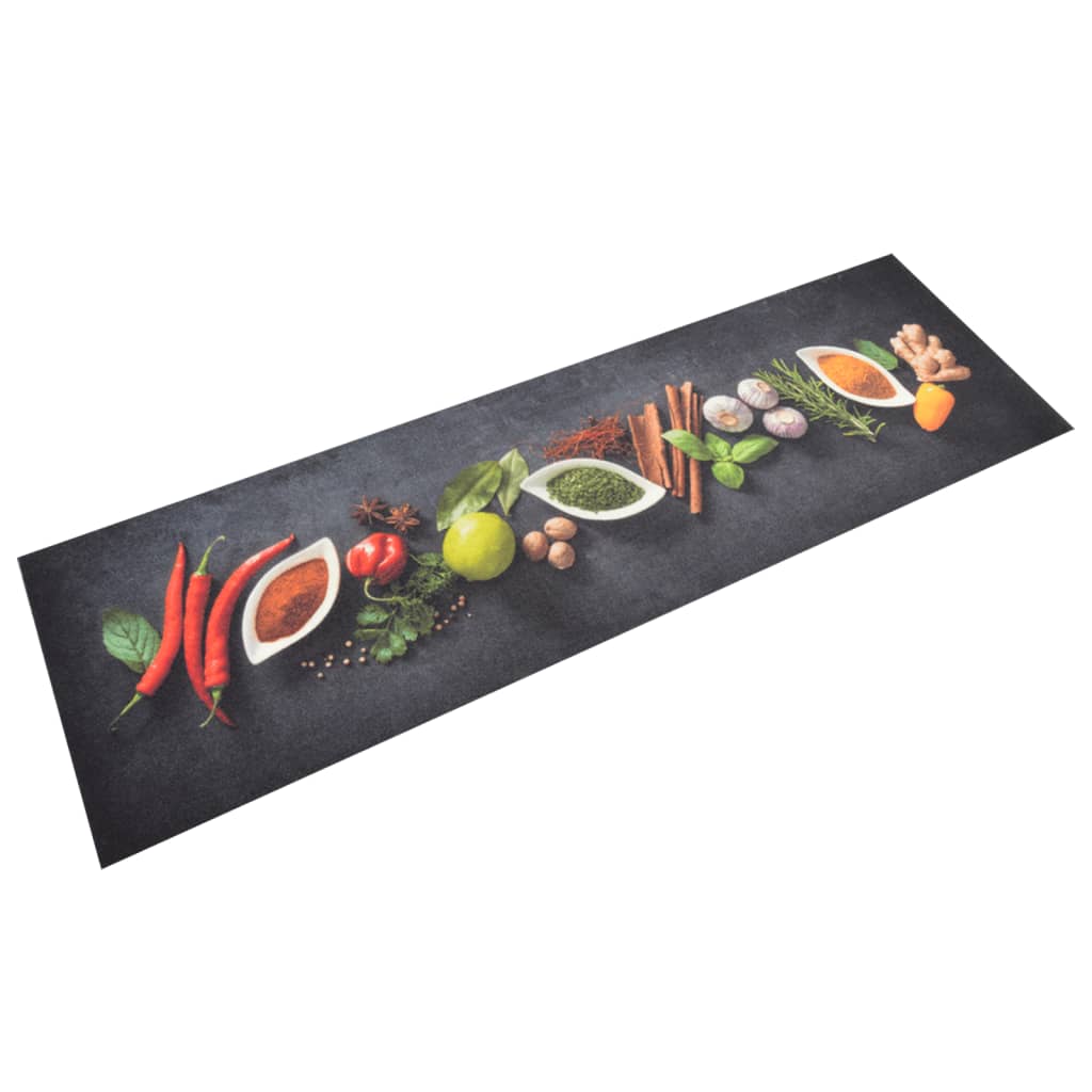 Vidaxx Küchenmatte waschbarer Kräuterdruck 45x150 cm Samt
