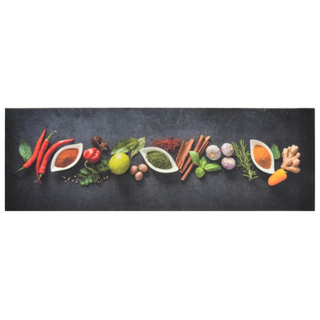 Vidaxx Küchenmatte waschbarer Kräuterdruck 60x180 cm Samt