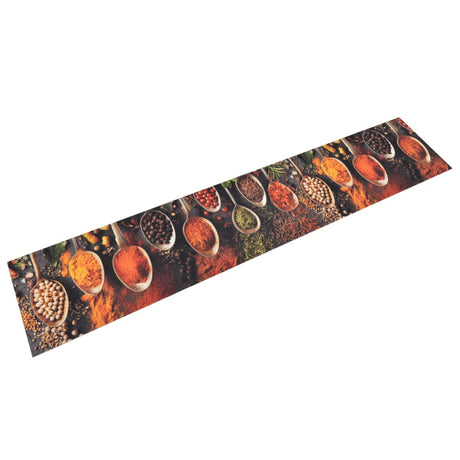 Vidaxx Küchenmatte waschbarer Löffel- und Kräuterdruck 60x300 cm Samt