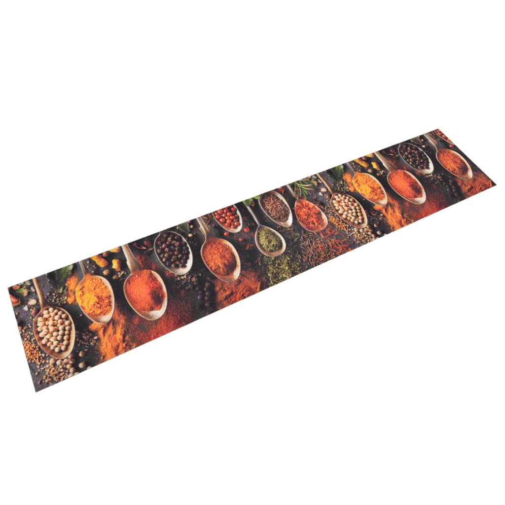 Vidaxx Küchenmatte waschbarer Löffel- und Kräuterdruck 60x300 cm Samt