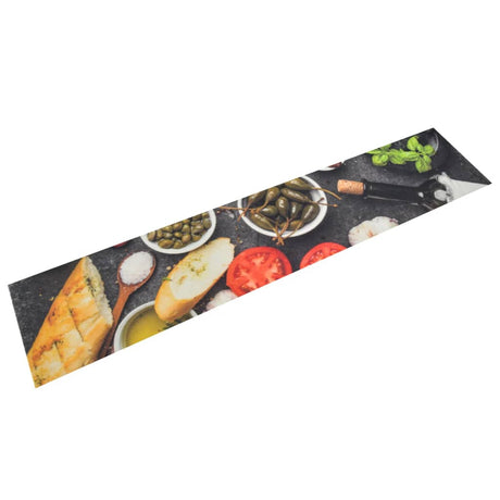 Vidaxx Küchenmatte waschbarer Wein- und Abendessendruck 60x300 cm Samt