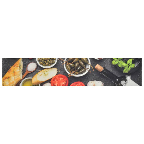 Vidaxx Küchenmatte waschbarer Wein- und Abendessendruck 60x300 cm Samt