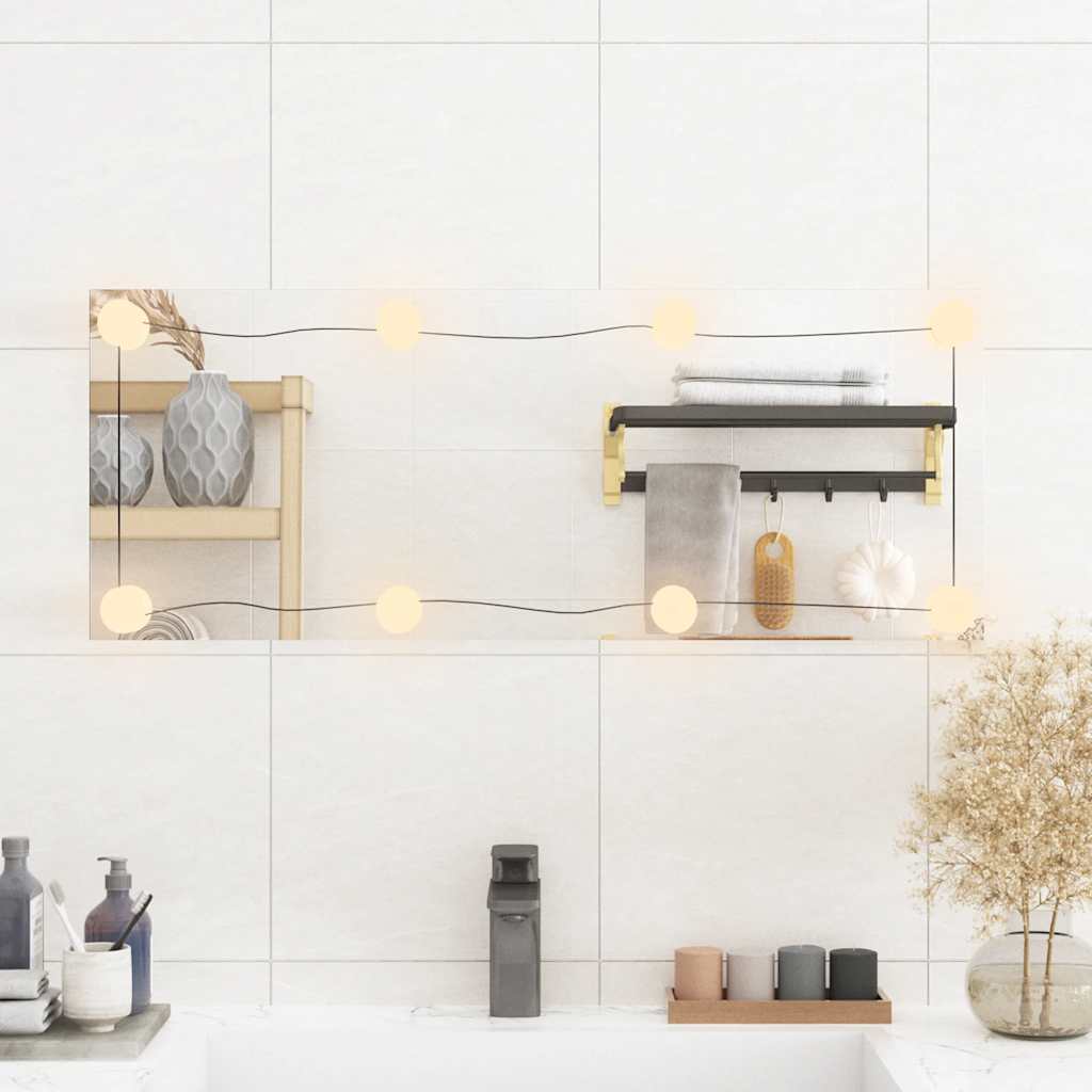 VidaXL Wandspiegel mit LEDs rechteckig 30x80 cm Glas