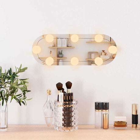 Vidaxxl Wandspiegel mit LEDs oval 15x40 cm Glas