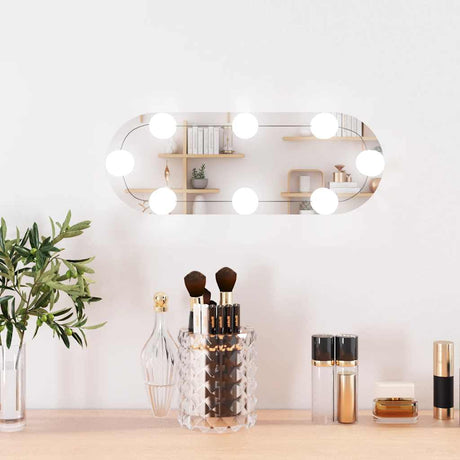 Vidaxxl Wandspiegel mit LEDs oval 15x40 cm Glas
