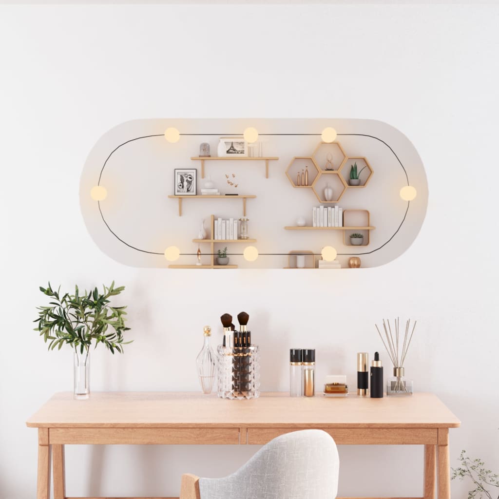 VidaXL Wandspiegel mit LEDs oval 25x60 cm Glas