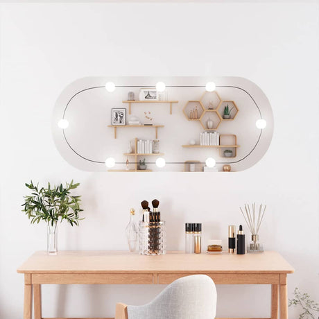 Vidaxxl Wandspiegel mit LEDs oval 40x90 cm Glas