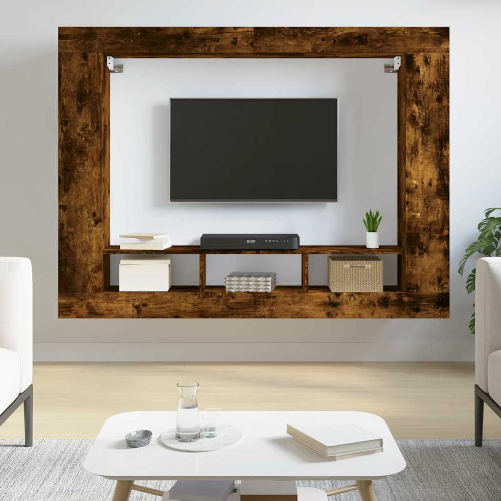 Vidaxl tv-meubel 152x22x113 cm bewerkt hout gerookt eikenkleurig