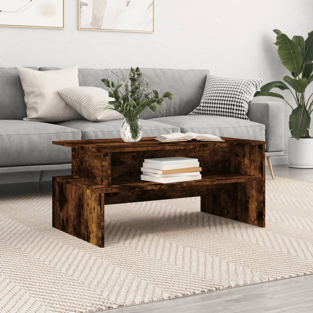 Vidaxl salontafel 90x55x42,5 cm bewerkt hout gerookt eikenkleurig